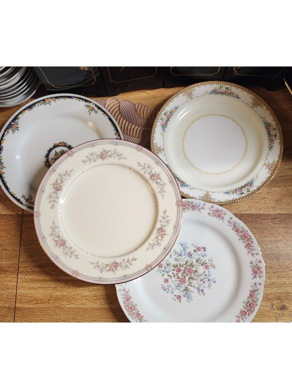 Mismatched China Dinner Plates Eclectic Set of 4 ~10.5" Porcelain